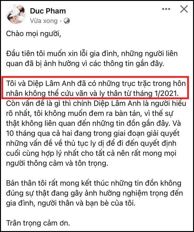 Bài đăng ly thân của chồng Diệp Lâm Anh lộ nhiều sơ hở?-2