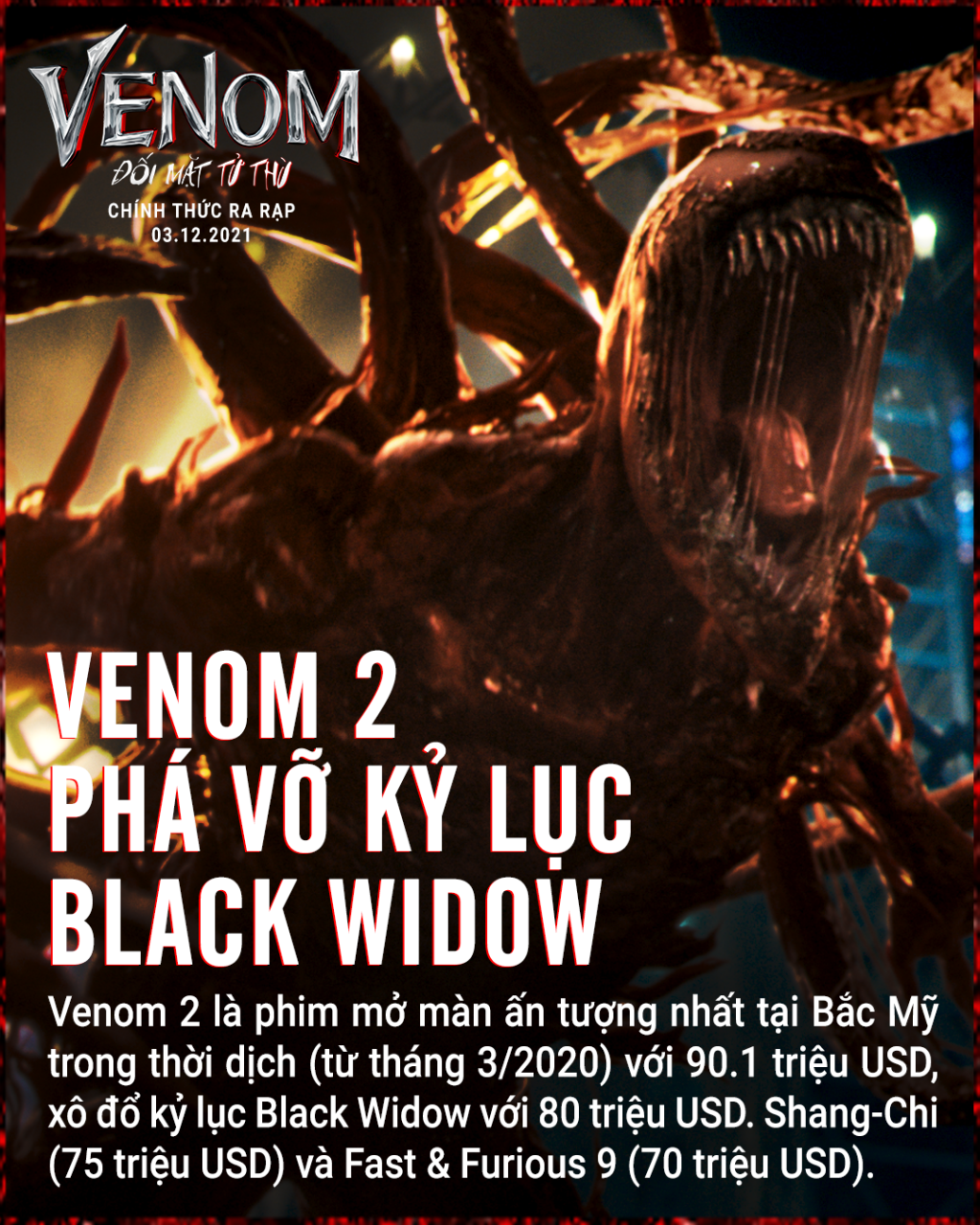 'Venom 2' ấn định khởi chiếu chính thức tại Việt Nam