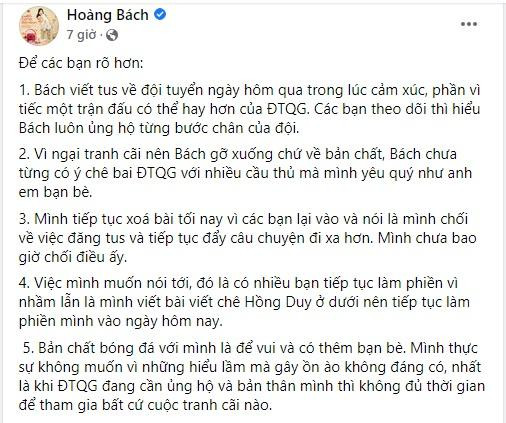 Hoàng Bách phân trần status chê bai đội tuyển Việt Nam-4