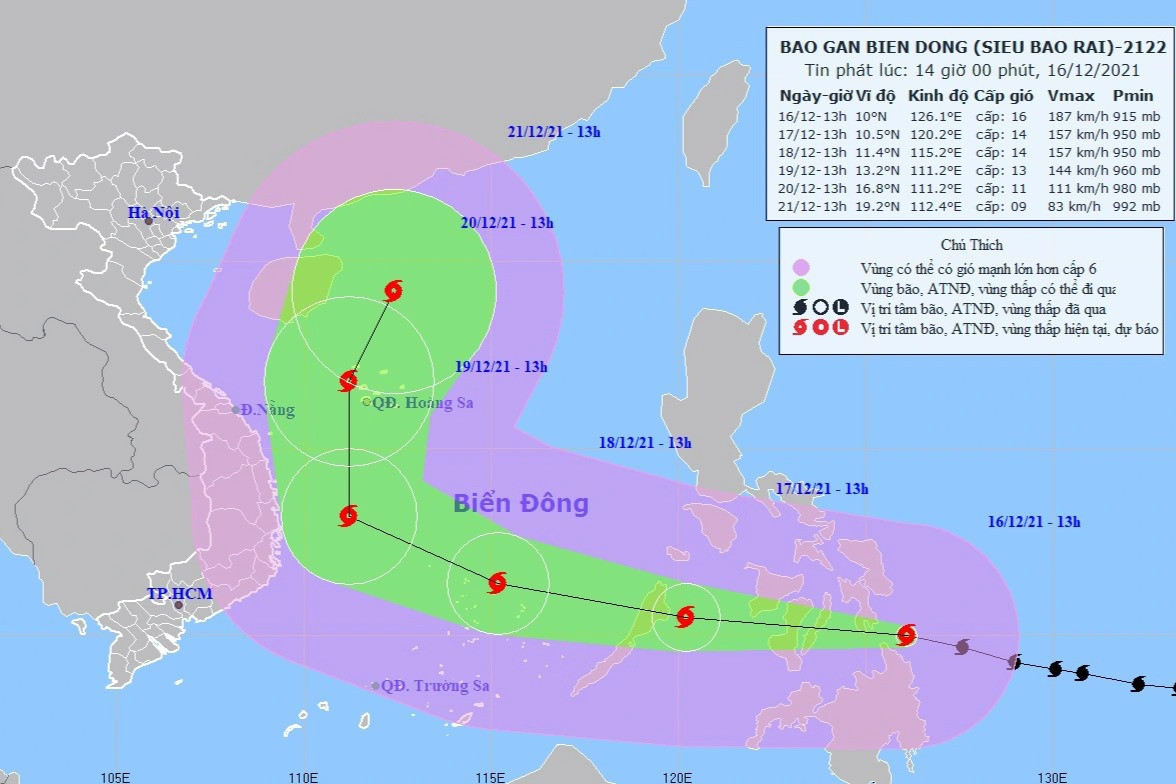 Bão Rai sắp vào Biển Đông mạnh lên thành siêu bão - 1