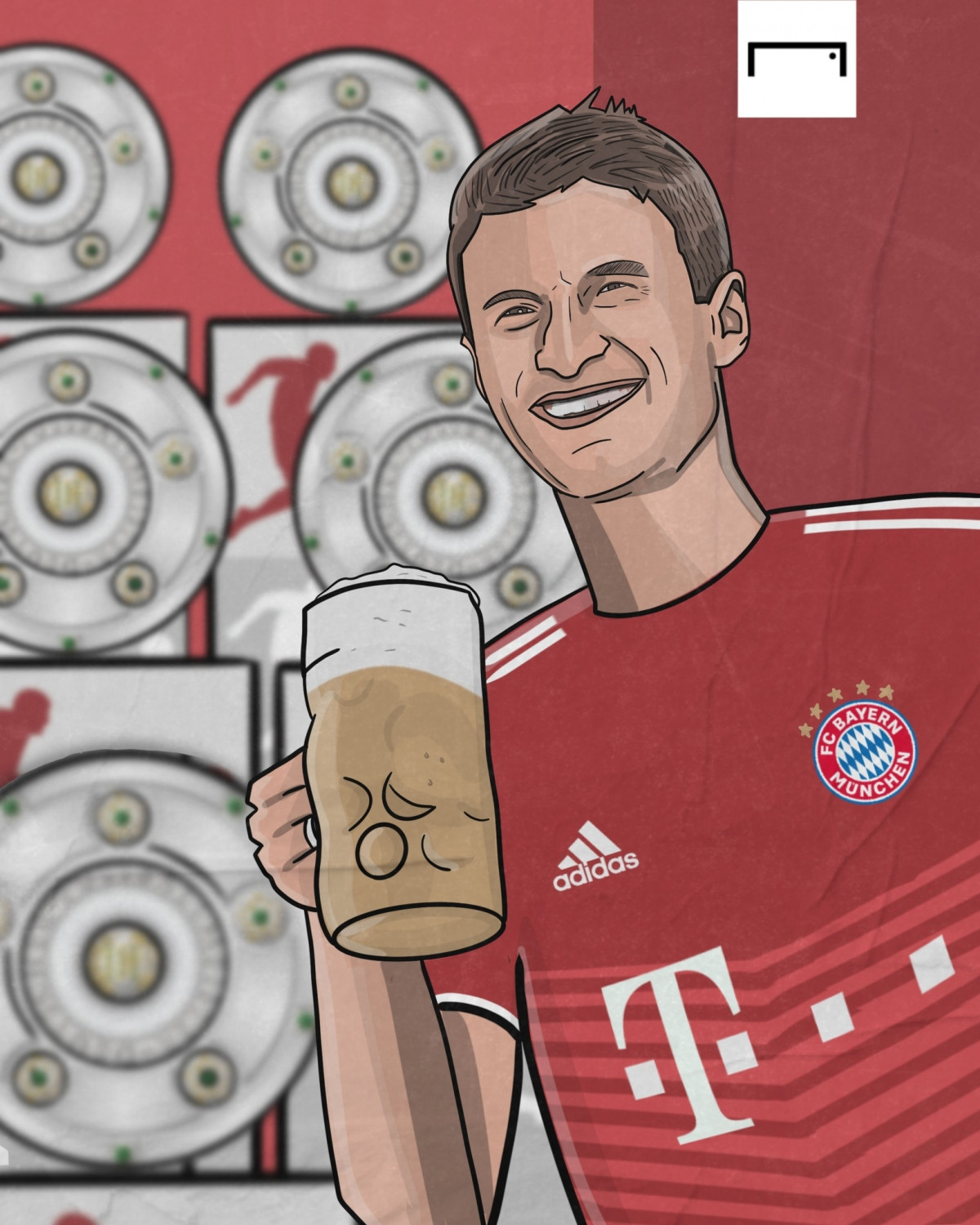 Thomas Muller cán mốc 400 lần ra sân tại Bundesliga. (Ảnh: Goal)