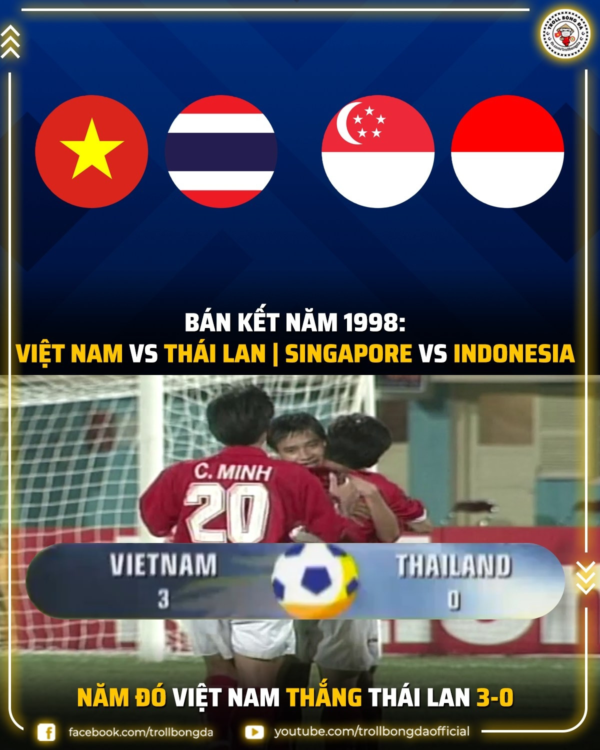 Điềm báo ĐT Việt Nam sẽ thắng Thái Lan ở bán kết AFF Cup 2020? (Ảnh: Troll Bóng Đá)