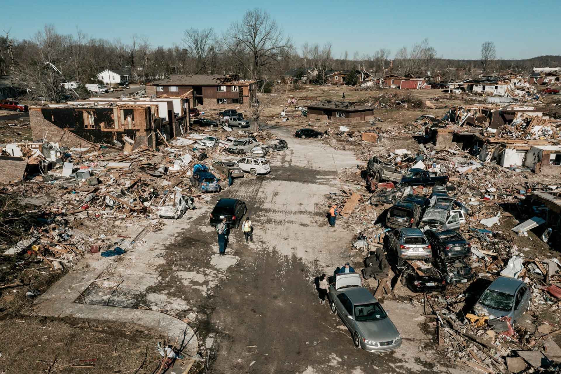 Khung cảnh hoang tàn tại làng Dawson, bang Kentucky, Mỹ sau khi trải qua cơn bão giữa tháng 12 vừa qua. (Nguồn: New York Times)