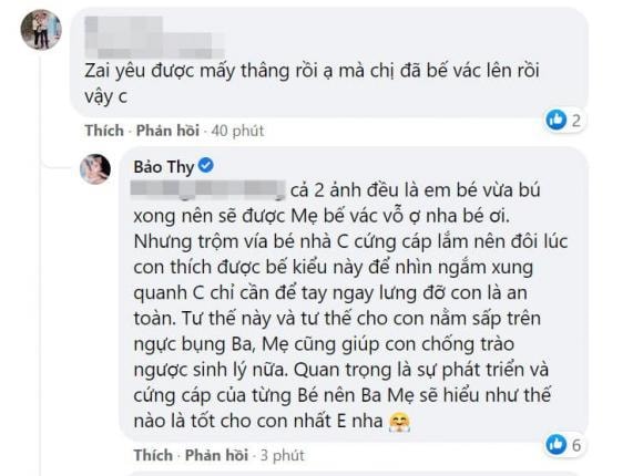 Bị thắc mắc việc bế vác quý tử, Bảo Thy lên tiếng-3