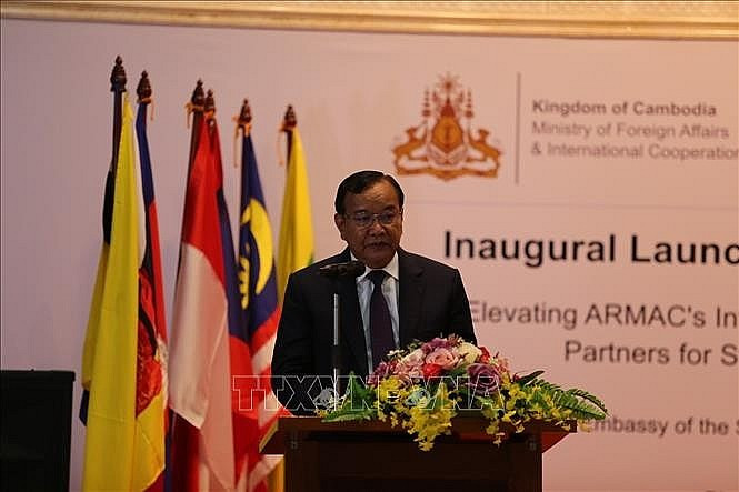 Phó Thủ tướng, Bộ trưởng Ngoại giao và Hợp tác Quốc tế Campuchia Prak Sokhonn. Ảnh: Nguyễn Vũ Hùng/Pv TTXVN tại Campuchia
