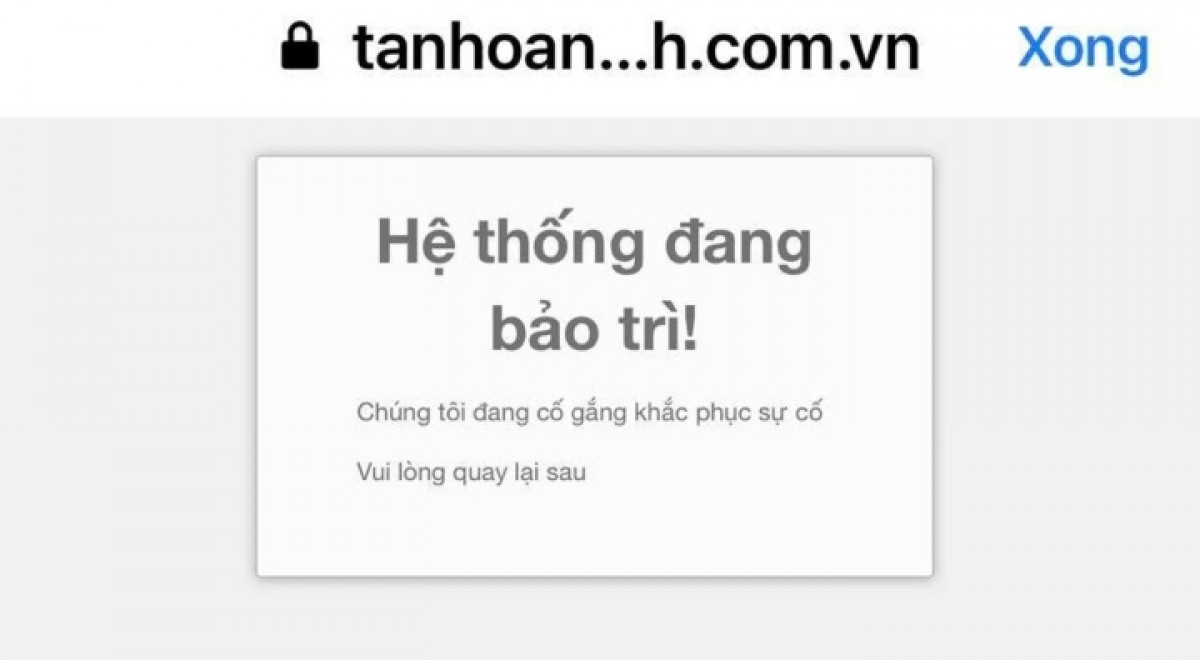 Website của Tân Hoàng Minh không thể truy cập được.