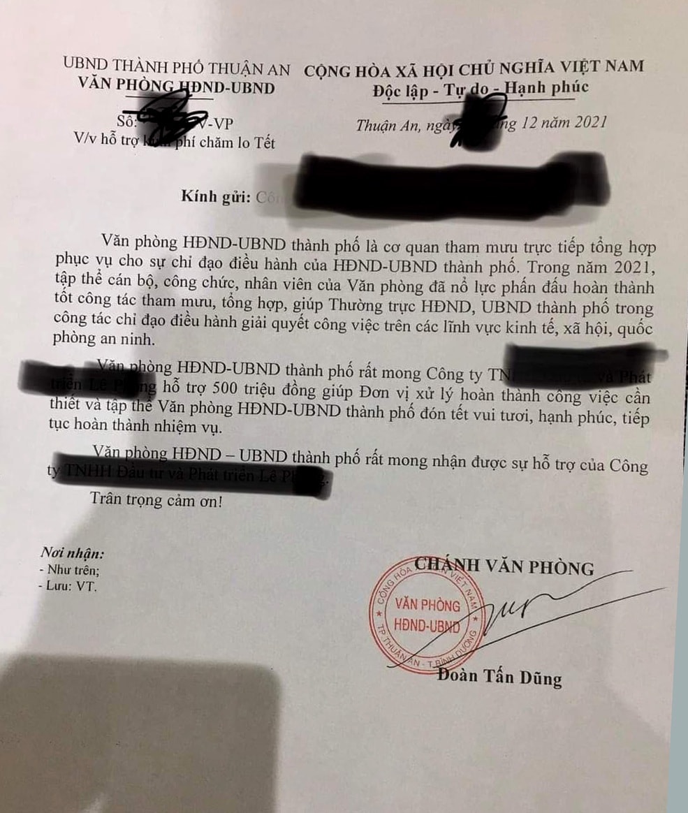 Bình Dương chỉ đạo kiểm điểm cán bộ vụ xin doanh nghiệp 500 triệu đồng - 2 Bình Dương chỉ đạo kiểm điểm cán bộ vụ xin doanh nghiệp 500 triệu đồng - 2