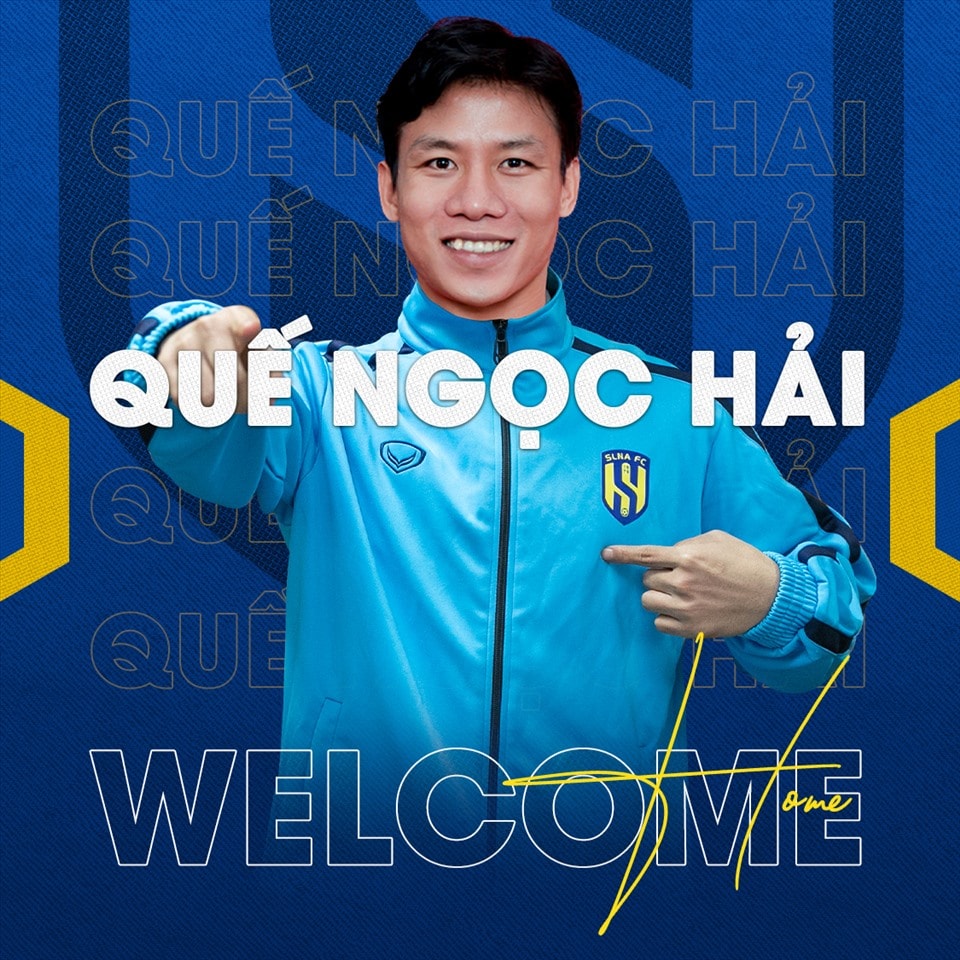 Quế Ngọc Hải đầu quân cho đội bóng quê hương Sông Lam Nghệ An. Ảnh: SLNA