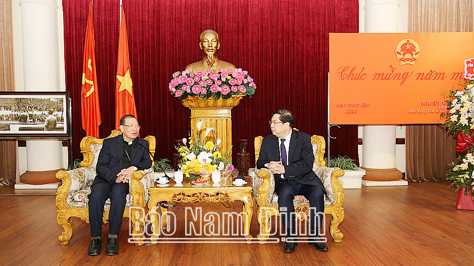 Đoàn đại biểu Tòa Tổng Giám mục Tổng Giáo phận Hà Nội chúc Tết Tỉnh ủy, HĐND, UBND tỉnh Nam Định - Ảnh 2.