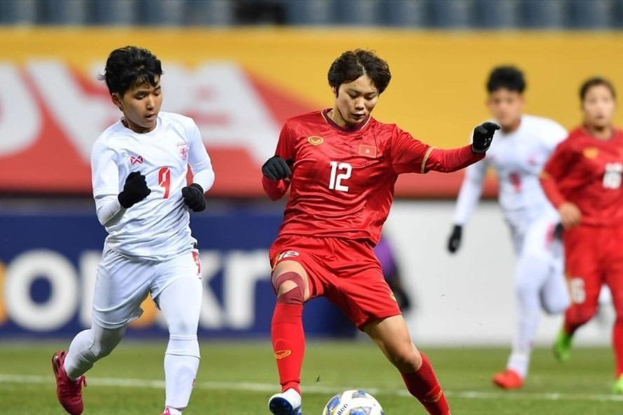 Tuyển nữ Việt Nam từng thắng Myanmar 1-0 tại vòng loại môn bóng đá nữ Olympic Tokyo 2020. Ảnh: AFC