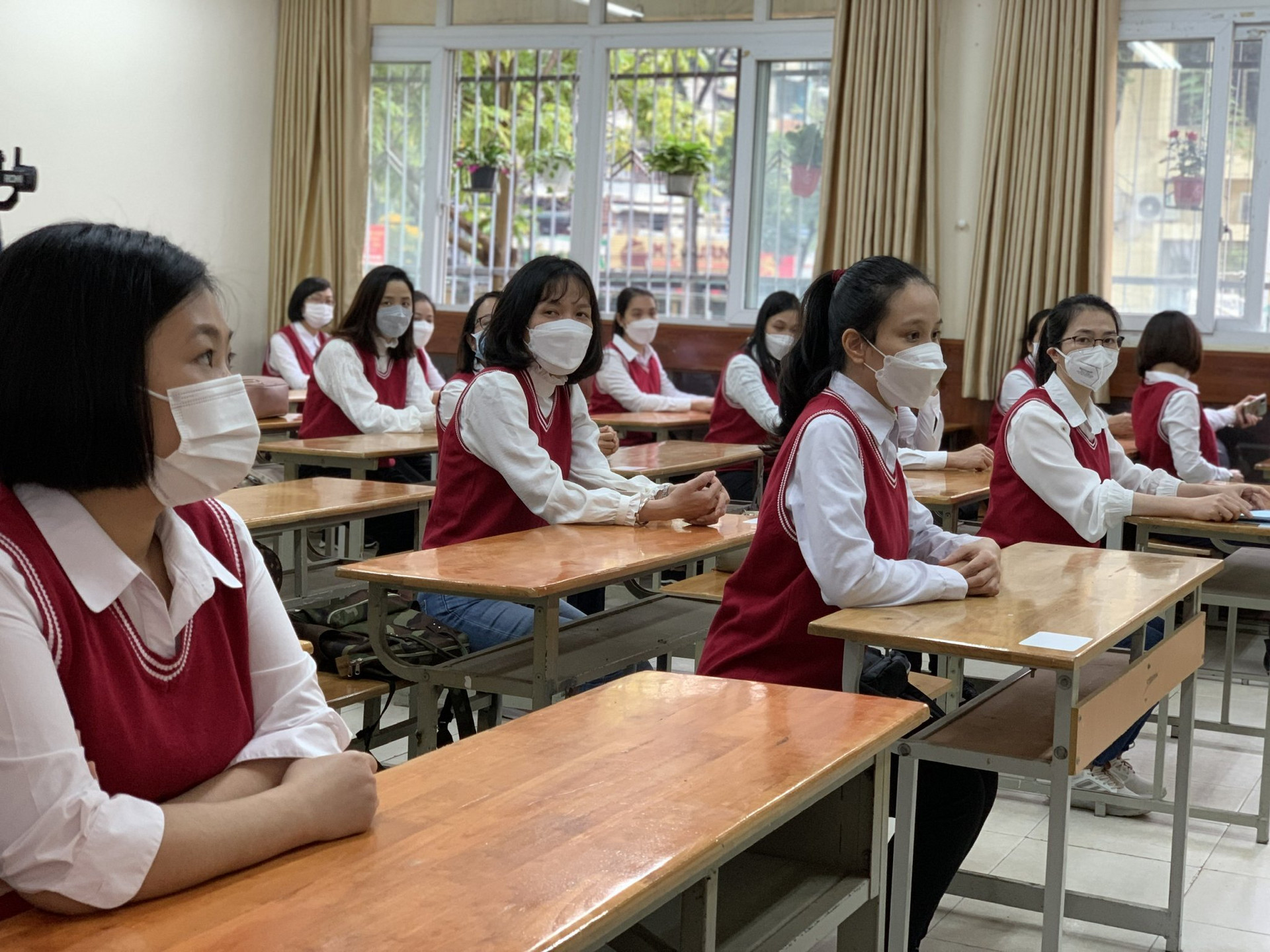 Ảnh: Trường THCS Giảng Võ, Hà Nội diễn tập phương án đón học sinh - 3