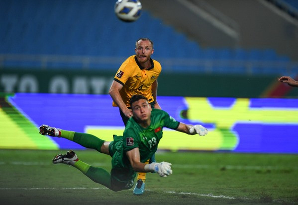Grant ghi bàn duy nhất giúp tuyển Australia thắng tuyển Việt Nam 1-0 ở lượt đi. Ảnh: AFP