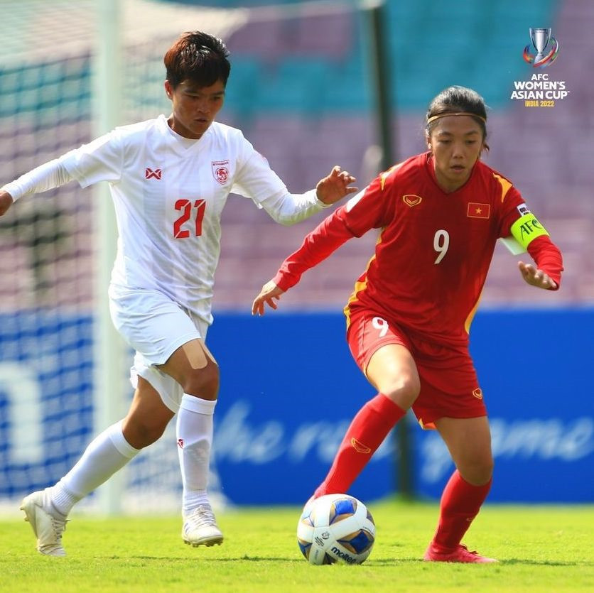 Đội tuyển nữ Việt Nam trong trận hoà Myanmar. Ảnh: AFC