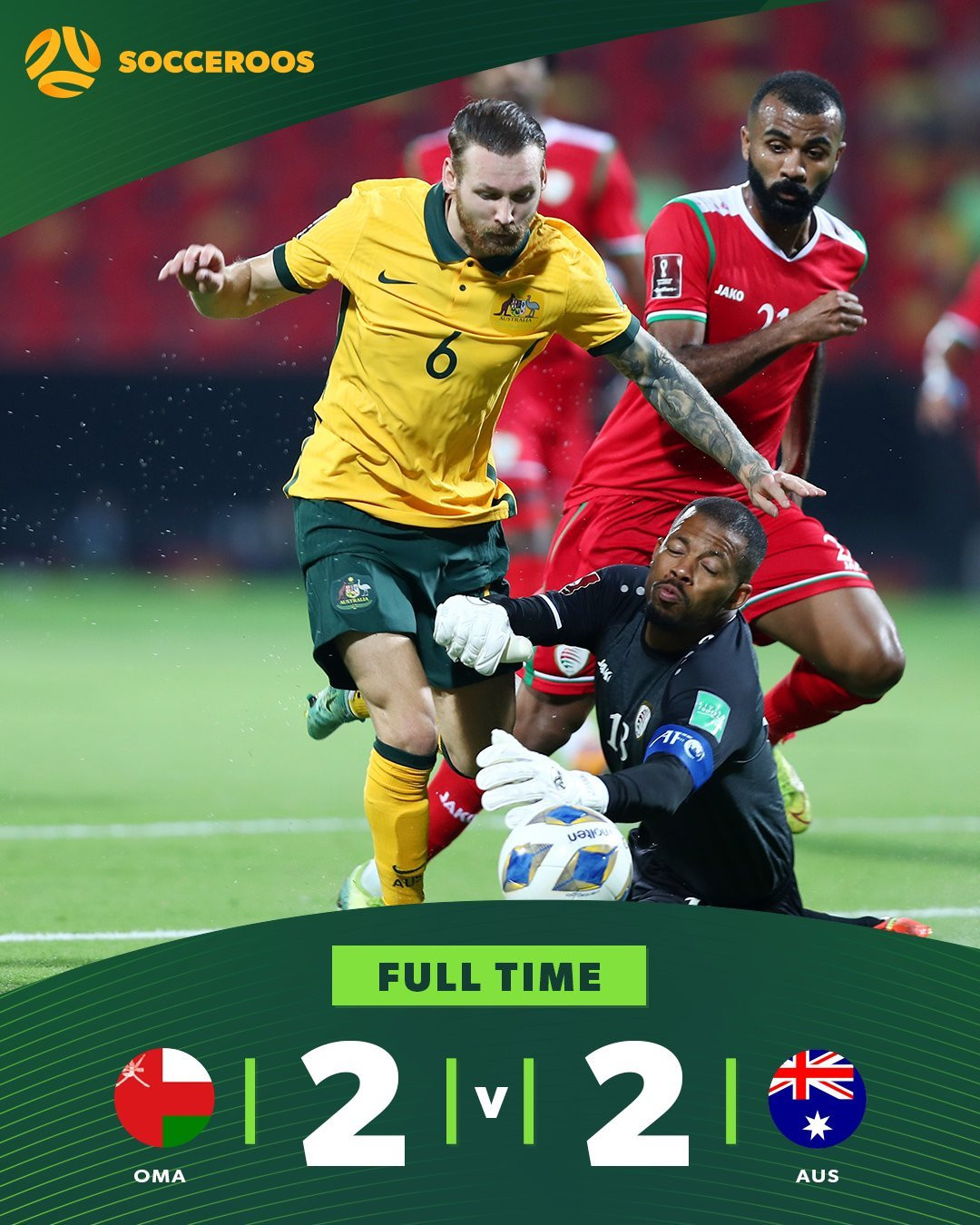 Australia đánh rơi chiến thắng trước Oman