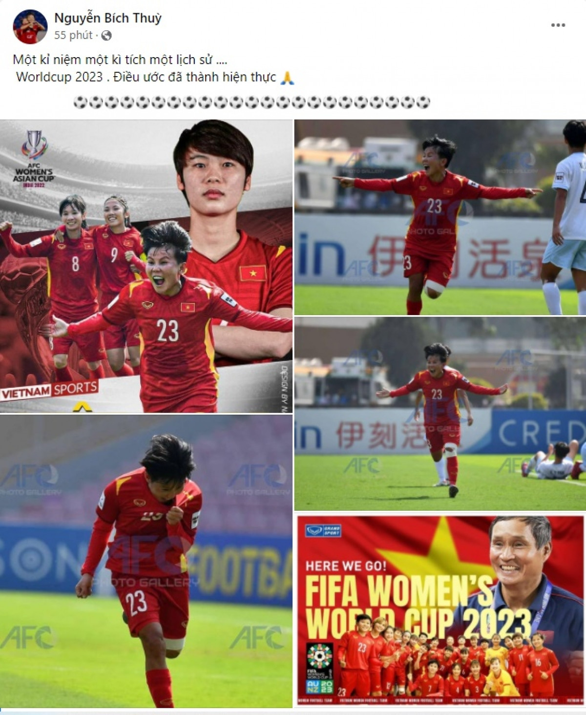 Tiền vệ Bích Thuỳ là tác giả bàn thắng quyết định đưa ĐT nữ Việt Nam tới VCK World Cup nữ 2023.