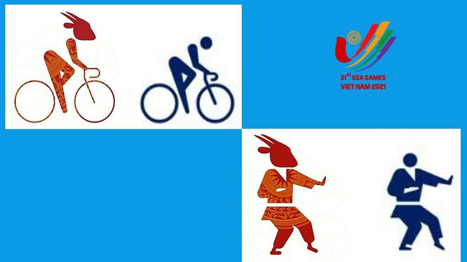 Biểu tượng môn thể thao SEA Games 31 màu đỏ khá giống với biểu tượng Olympic Tokyo 2020