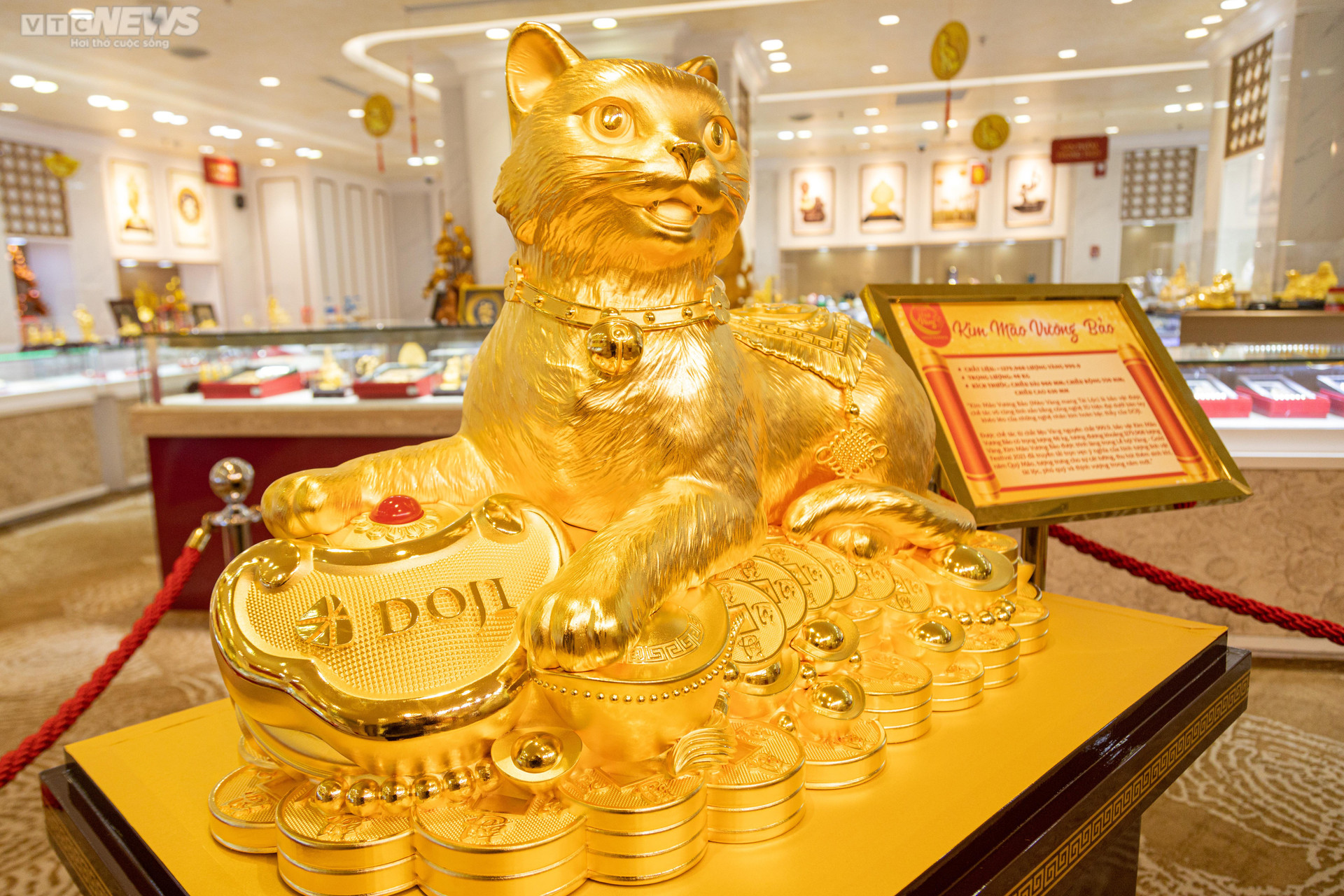 Cận cảnh tượng mèo bằng vàng 9999 khổng lồ được làm từ hơn 1.200 lượng vàng - 1