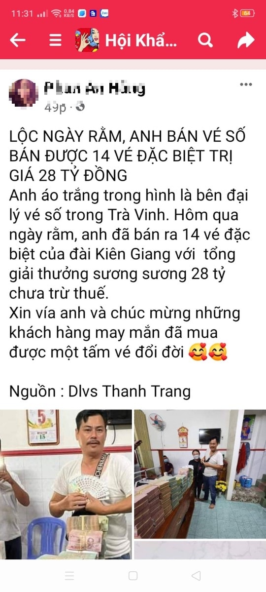 Xôn xao đại lý bán 14 tờ vé số trúng giải đặc biệt 28 tỉ đồng - Ảnh 1.