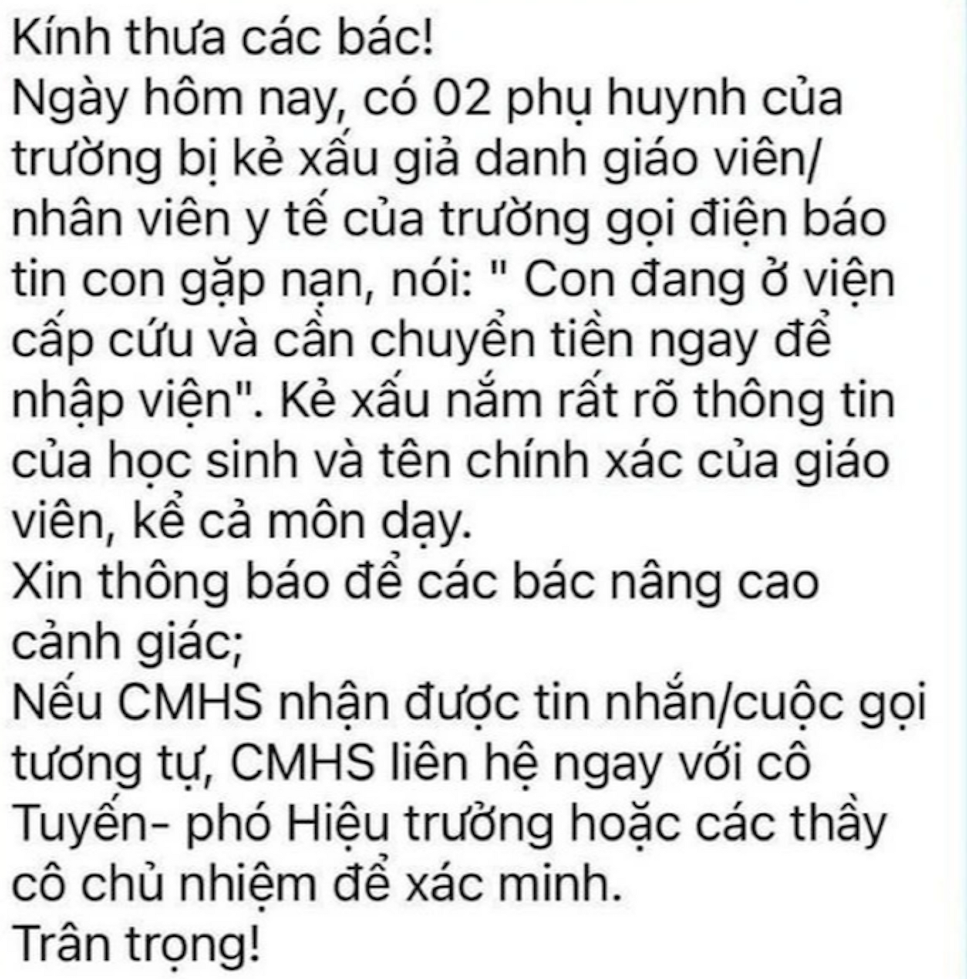 Chiêu lừa 'con đang cấp cứu, chuyển tiền gấp' xuất hiện tại Hà Nội - 1