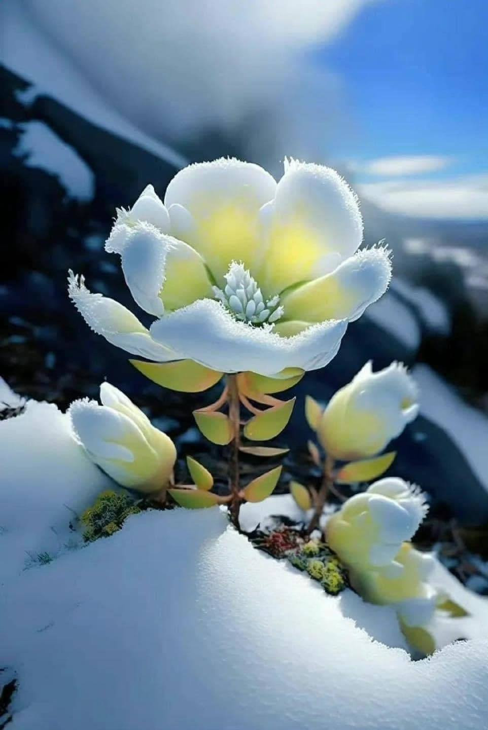 Thien Son snow lotus can survive in the mountains covered with white snow all year round.  (Photo: Vietnamnet)