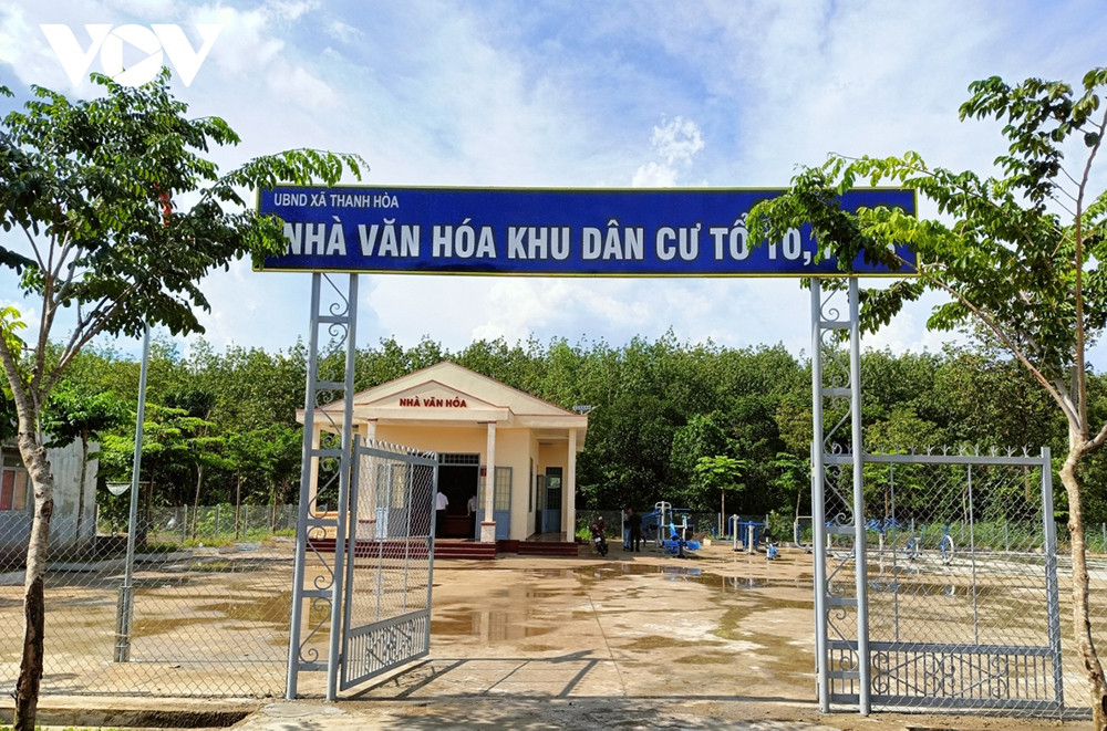 Nhà văn hóa tại khu dân cư biên giới xã Thanh Hòa, huyện biên giới Bù Đốp. (Ảnh: VĐ)