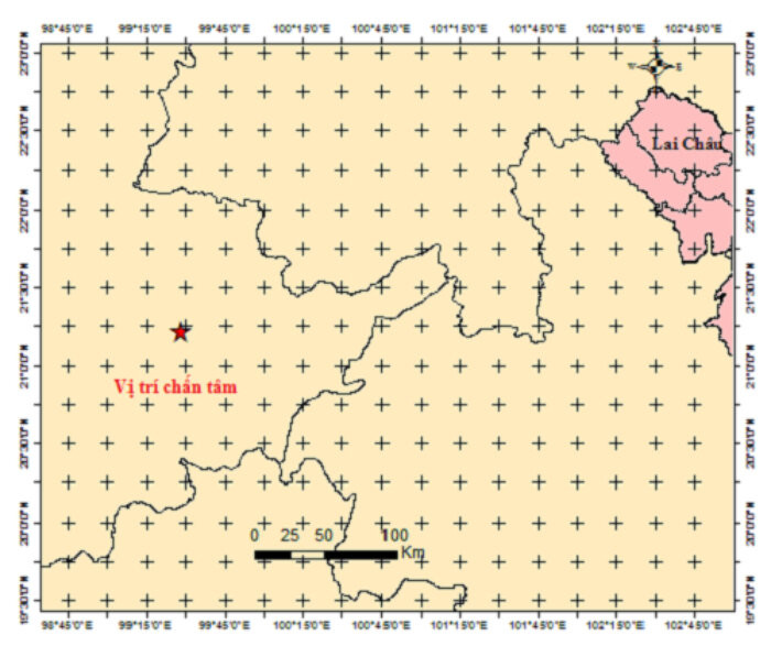 Động đất rạng sáng 17/11 tại khu vực biên giới Trung Quốc - Myanmar (Ảnh: Viện Vật lý địa cầu)