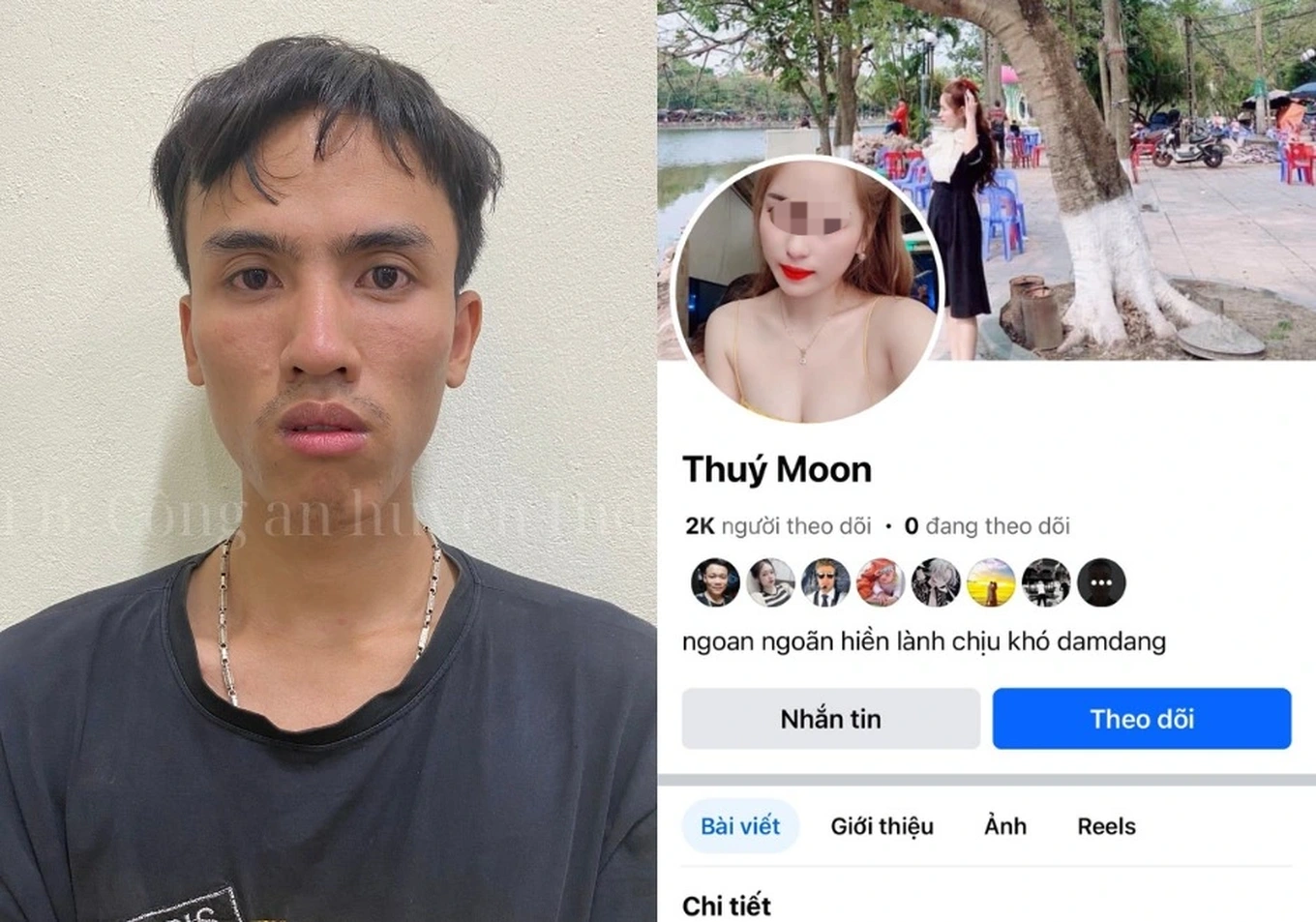 Đối tượng Nguyễn Văn Huy và tài khoản Facebook giả mạo lập ra để lừa đảo (Ảnh: Công an Bắc Giang).