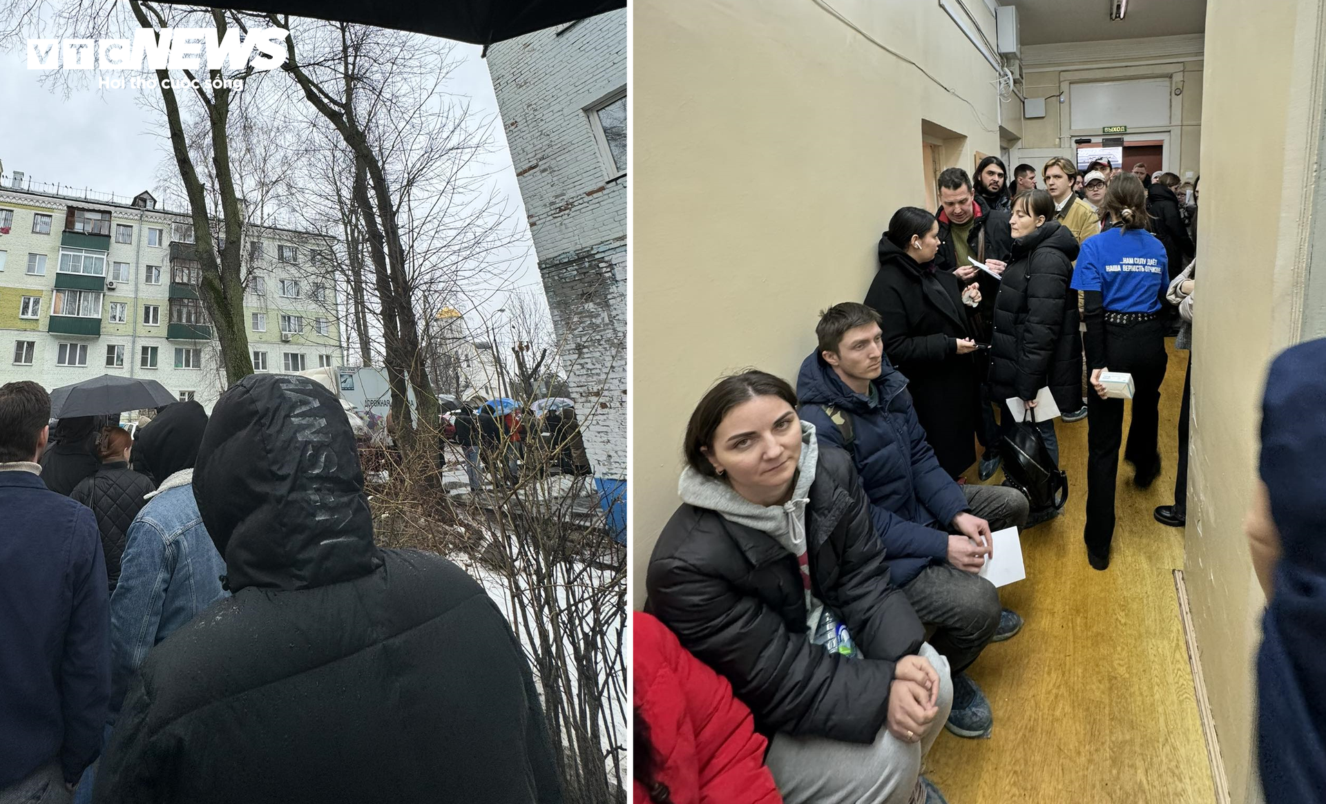 Bác sĩ Bảo cùng nhiều người dân Moskva bất chấp mưa rét sẵn sàng đợi hơn 2 tiếng để có thể hiến máu cứu các nạn nhân trong vụ tấn công khủng bố. (Ảnh nhân vật cung cấp)