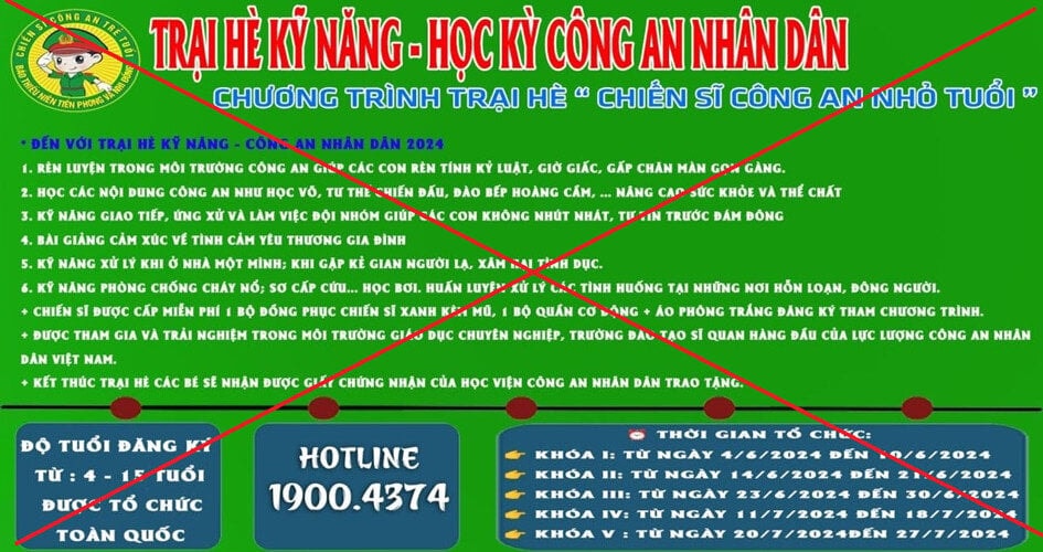 Lừa đảo bằng chiêu trò 'tổ chức trại hè kỹ năng, học kỳ công an, quân đội'