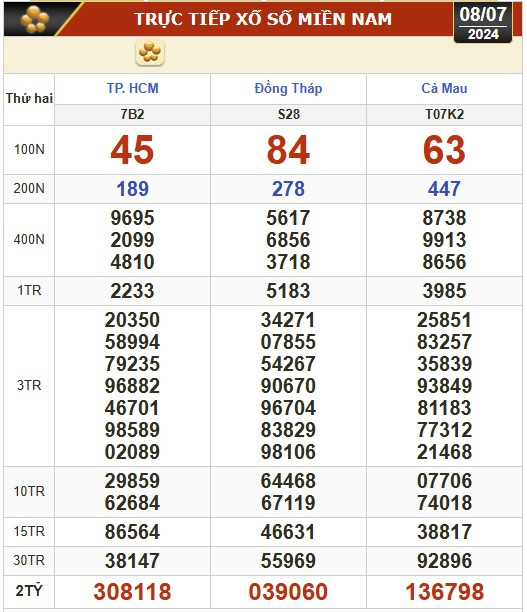 Kết quả xổ số hôm nay, 8-7: TP HCM, Đồng Tháp, Cà Mau, Phú Yên, Hà Nội...- Ảnh 1.