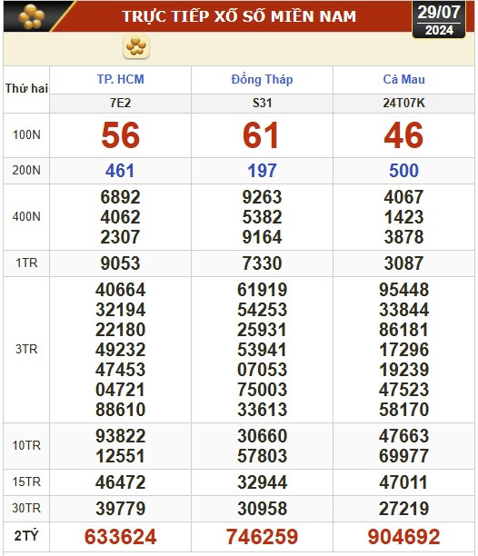 Kết quả xổ số hôm nay, 29-7: TP HCM, Đồng Tháp, Cà Mau, Phú Yên, Hà Nội...- Ảnh 1.