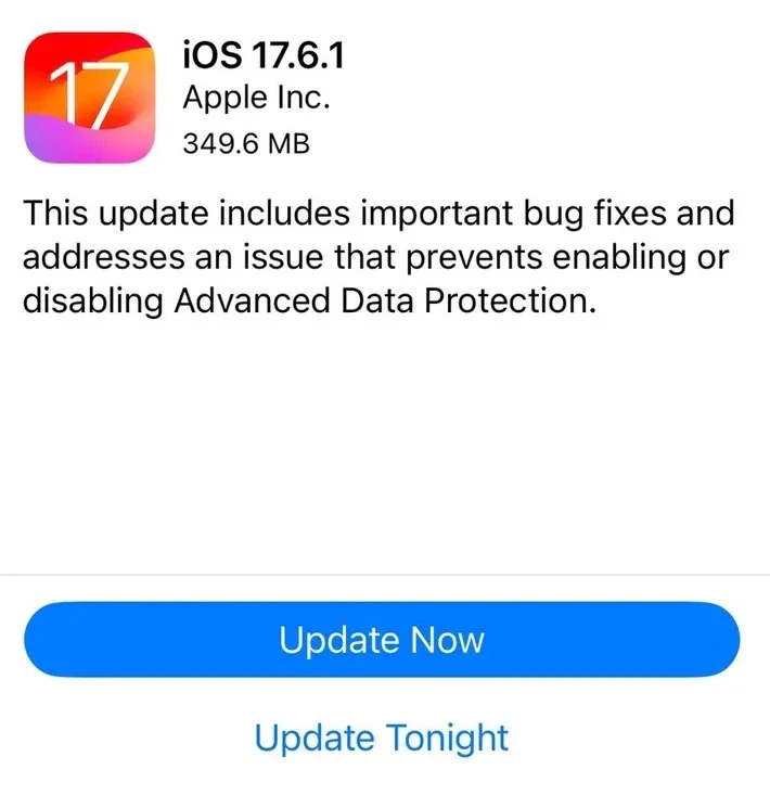 Người dùng nên cập nhật iOS 17.6.1 càng sớm càng tốt. Người dùng nên cập nhật iOS 17.6.1 càng sớm càng tốt.