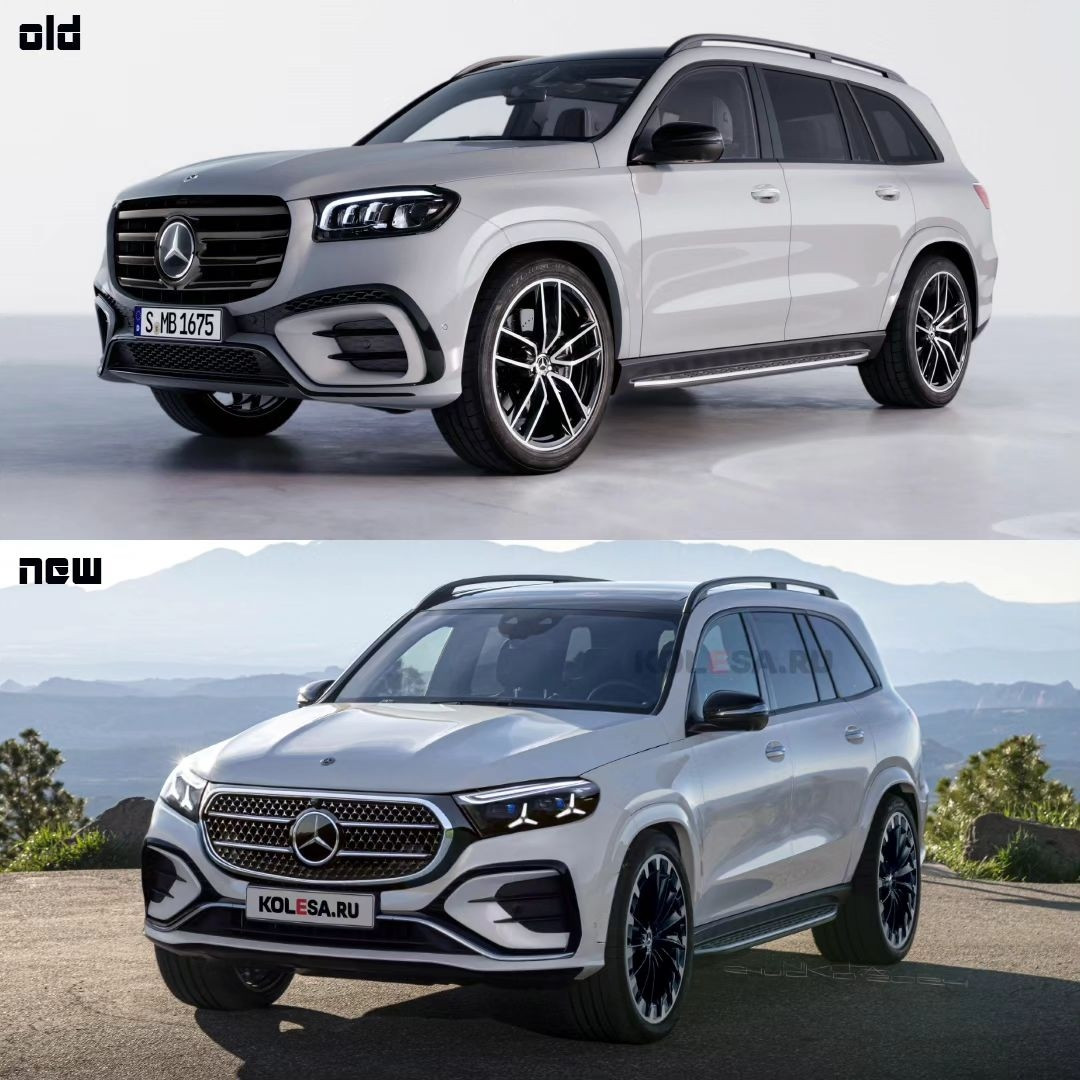 Thiết kế Mercedes-Benz GLS phiên bản hiện tại (trên) và phiên bản dự đoán (dưới)