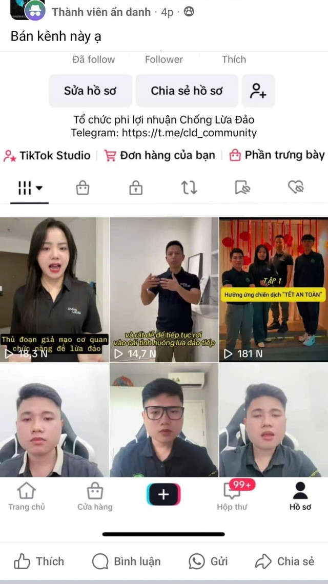 Kênh TikTok Chống Lừa Đảo bất ngờ bị rao bán, Hiếu PC nói gì?- Ảnh 1.