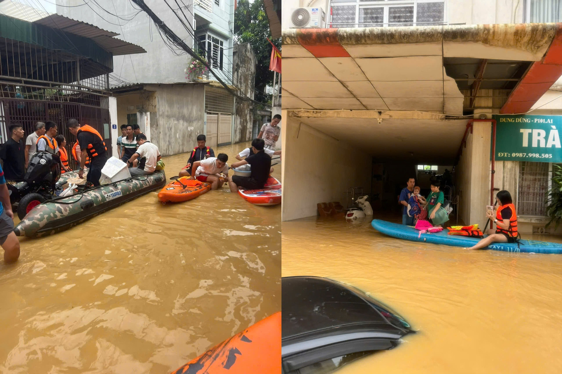 Cư dân Thái Nguyên chèo sup tự cứu nhau, mời người lạ tới nhà tránh lũ - 3