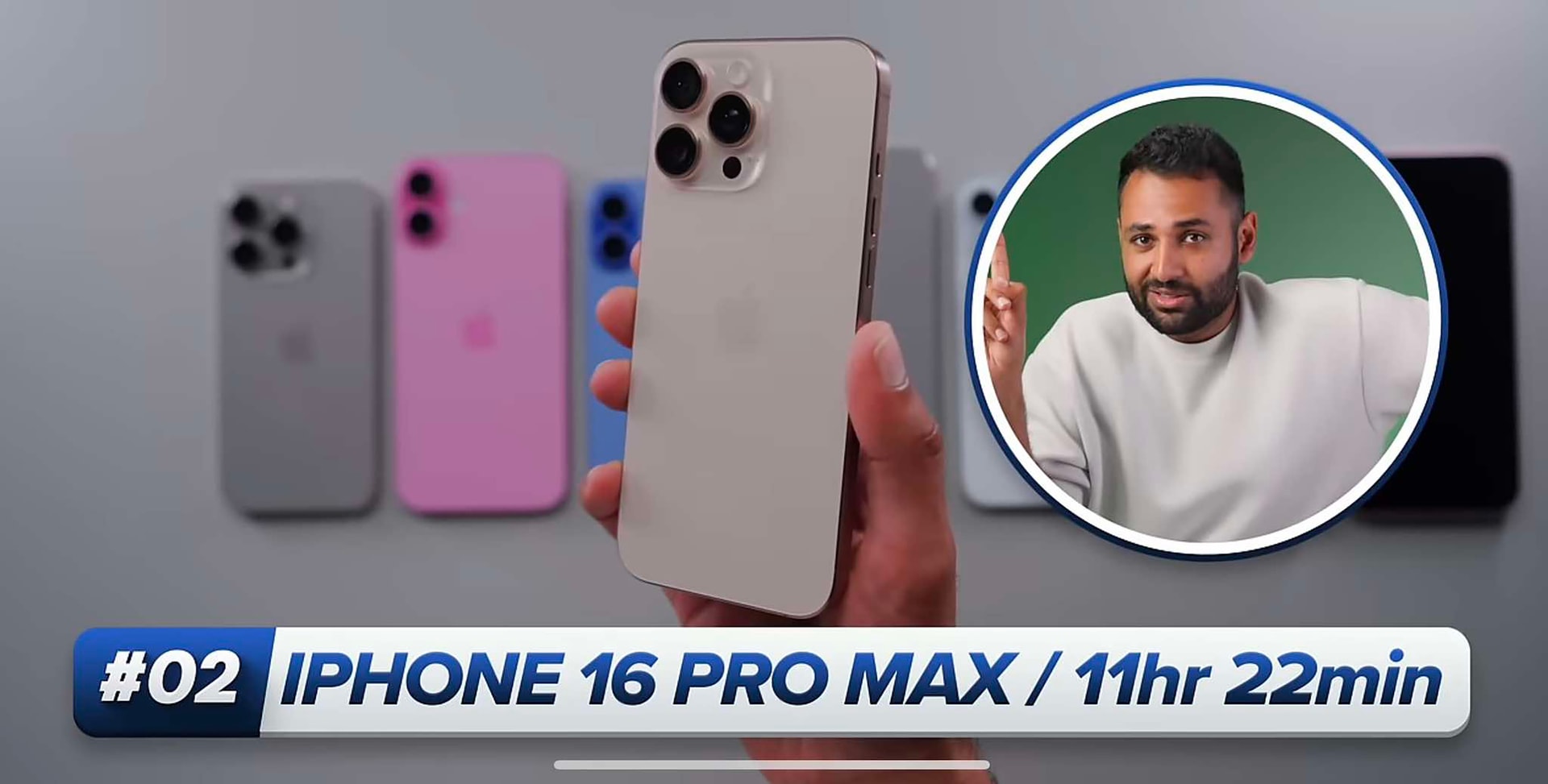 Chiếc iPhone 16 Pro Max trong bài kiểm tra đạt được thời gian sử dụng tốt nhất trong các dòng máy đến từ Apple. (Ảnh chụp màn hình)