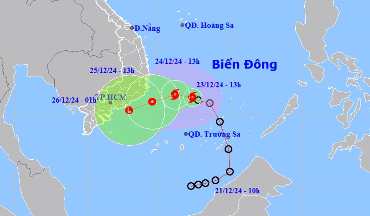 Áp thấp nhiệt đới mạnh lên thành bão số 10. (Nguồn: NCHMF)