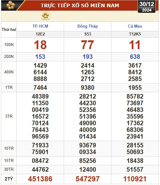 Kết quả xổ số hôm nay, 30-12: TP HCM, Đồng Tháp, Cà Mau, Phú Yên, Hà Nội...- Ảnh 1.