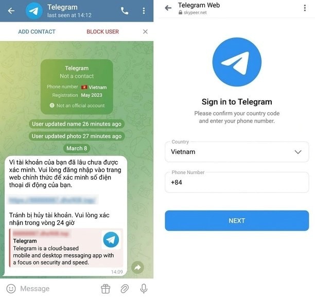 Xác minh kỹ thông tin giả mạo Telegram