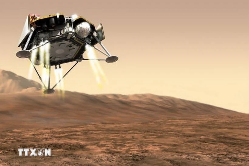 Tàu đổ bộ Sao Hỏa InSight của NASA. (Ảnh: Getty Images/TTXVN)