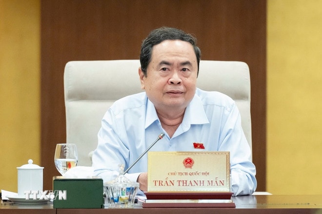 Chủ tịch Quốc hội Trần Thanh Mẫn phát biểu tại phiên họp. (Ảnh: Phương Hoa/TTXVN) ttxvn-tran-thanh-man.jpg
