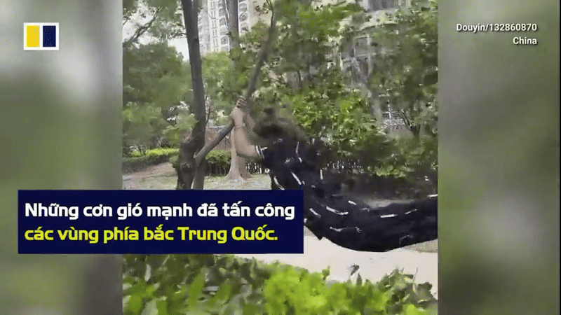 Giông lốc đột ngột với sức gió thổi bay cả người tại Bắc Kinh 