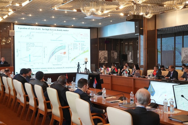 Quang cảnh cuộc họp các Toàn quyền các nước thành viên Viện liên hợp nghiên cứu hạt nhân Dubna (Liên bang Nga). (Ảnh: TTXVN phát) hop-tac-khoa-hoc-viet-nam-nga-4.jpg