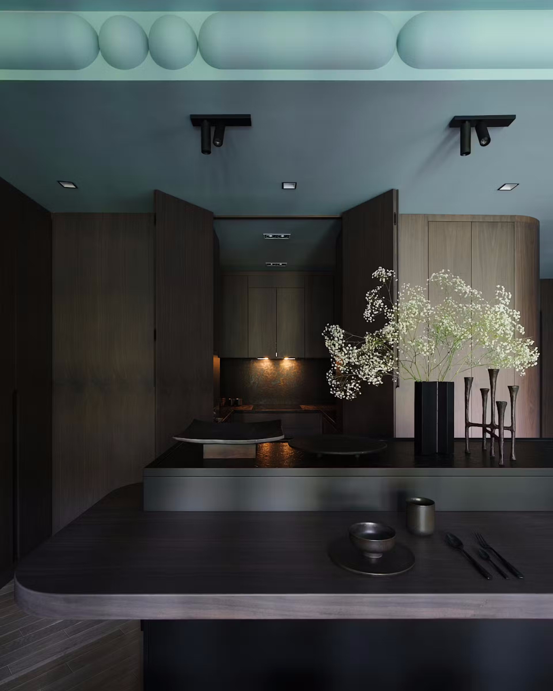 Nội thất tông màu tối đầy phong cách cho căn hộ chung cư ảnh 9