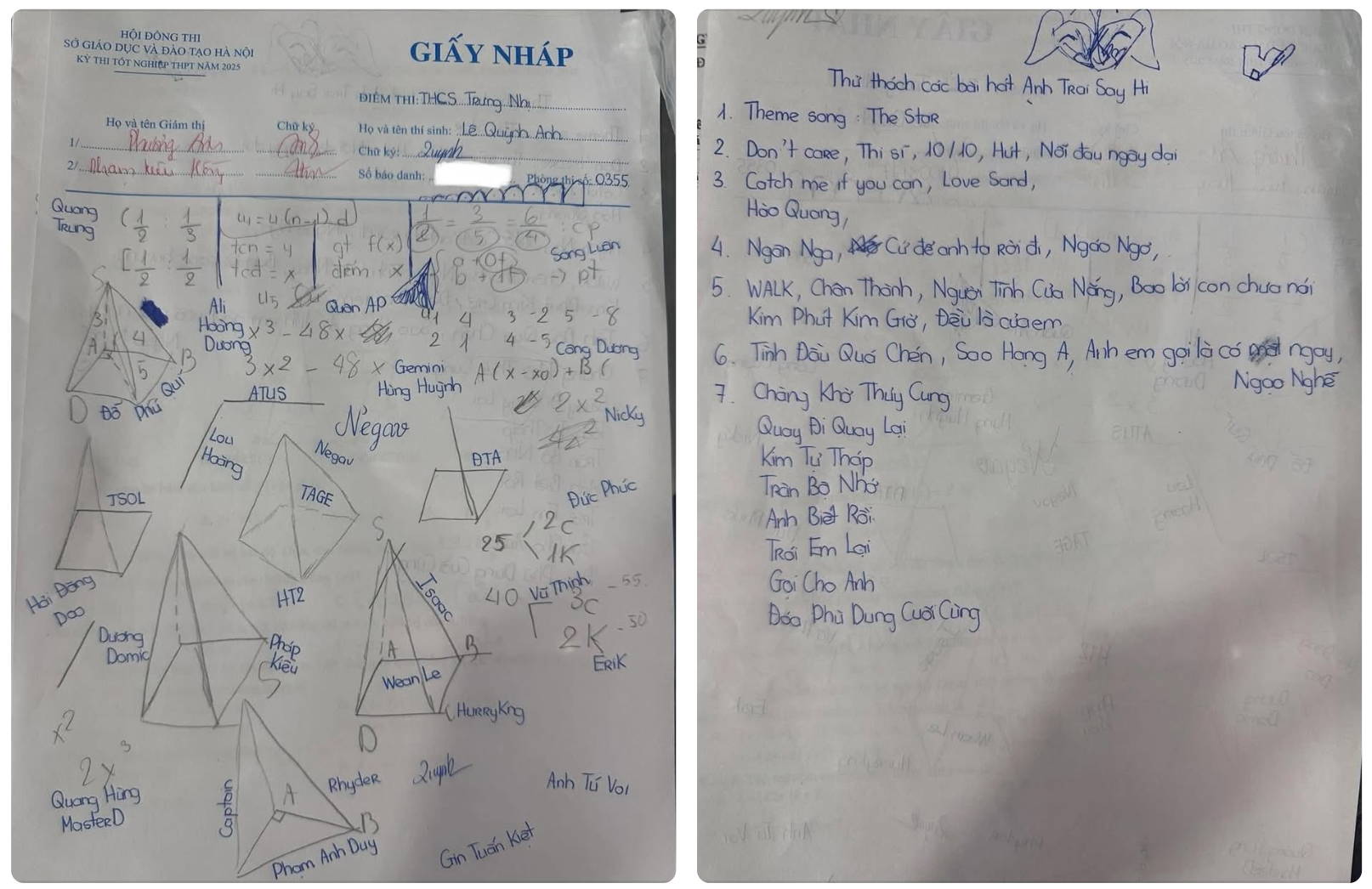 Loạt giấy nháp 'gây bão' mùa thi tốt nghiệp THPT