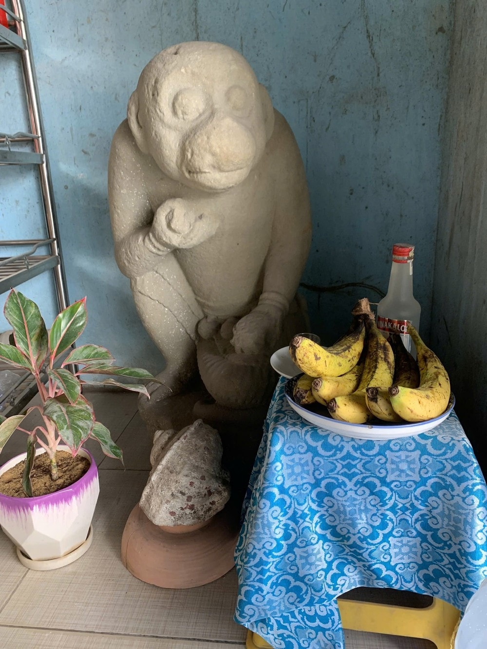 【 ハヌマーン仏頭 】 発掘土偶 副葬品 タイ 猿神/ヒンドゥー神 ハヌマーン タイ 猿神 三叉槍 仏像 材質不明 ヒンドゥー教