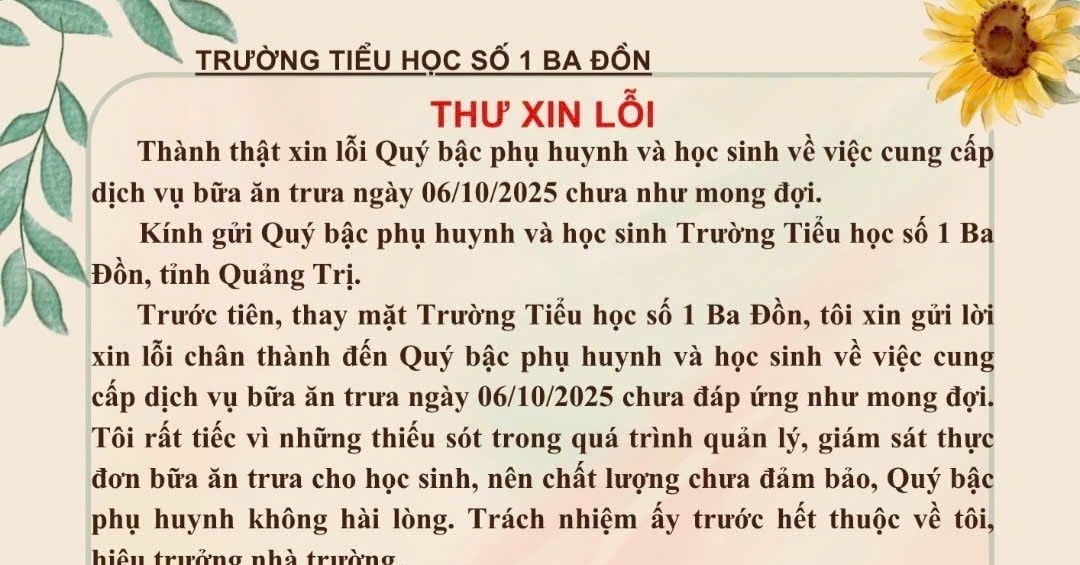 Hiệu trưởng xin lỗi vì bữa ăn 25.000 đồng chỉ có trứng luộc và vài lát chả