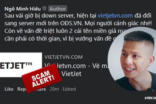 Sau khi bị đánh sập, trang web giả mạo Vietjet Air lại bất ngờ 'hồi sinh', Hieupc phát cảnh báo ẩn ý sẽ 'triệt luôn' tên miền này!