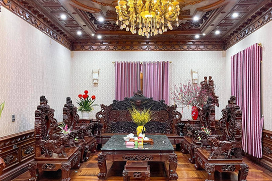 Choáng ngợp biệt thự siêu sang, nội thất dát toàn gỗ quý ở Bắc Ninh