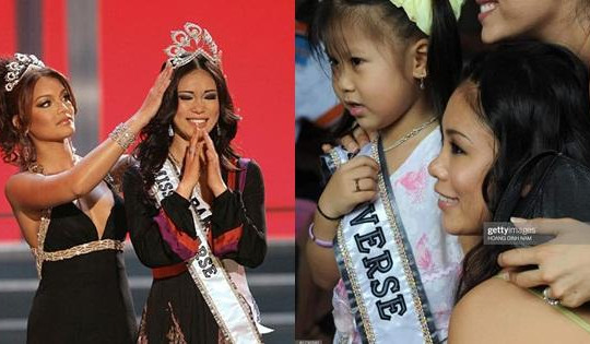 Bé gái Việt đeo dải băng Miss Universe, dân mạng tò mò giờ ở đâu